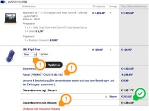 Das neue MacBook 12 Zoll in der Bestellübersicht mit Gutschein